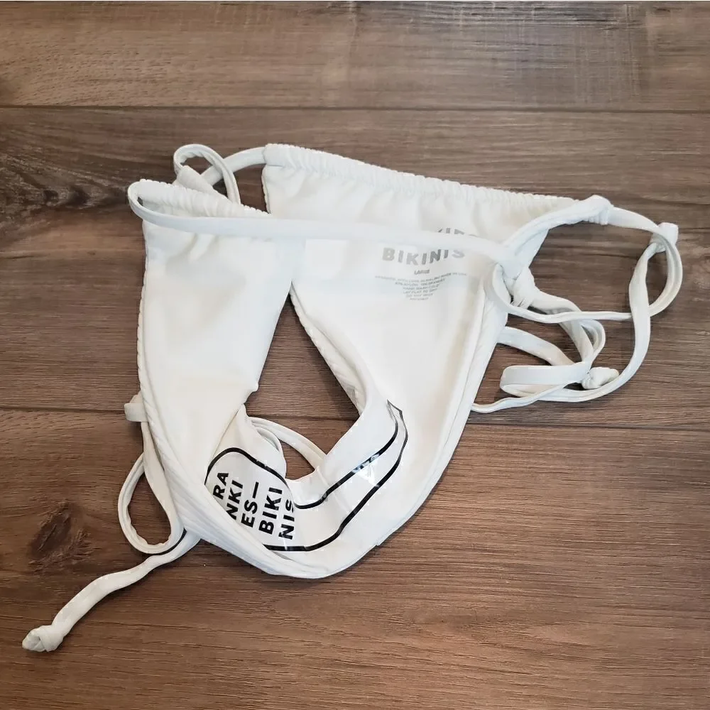 NWOT Frankie's Bikinis Tia Ribbed String Bikini Bottom In White Size Large